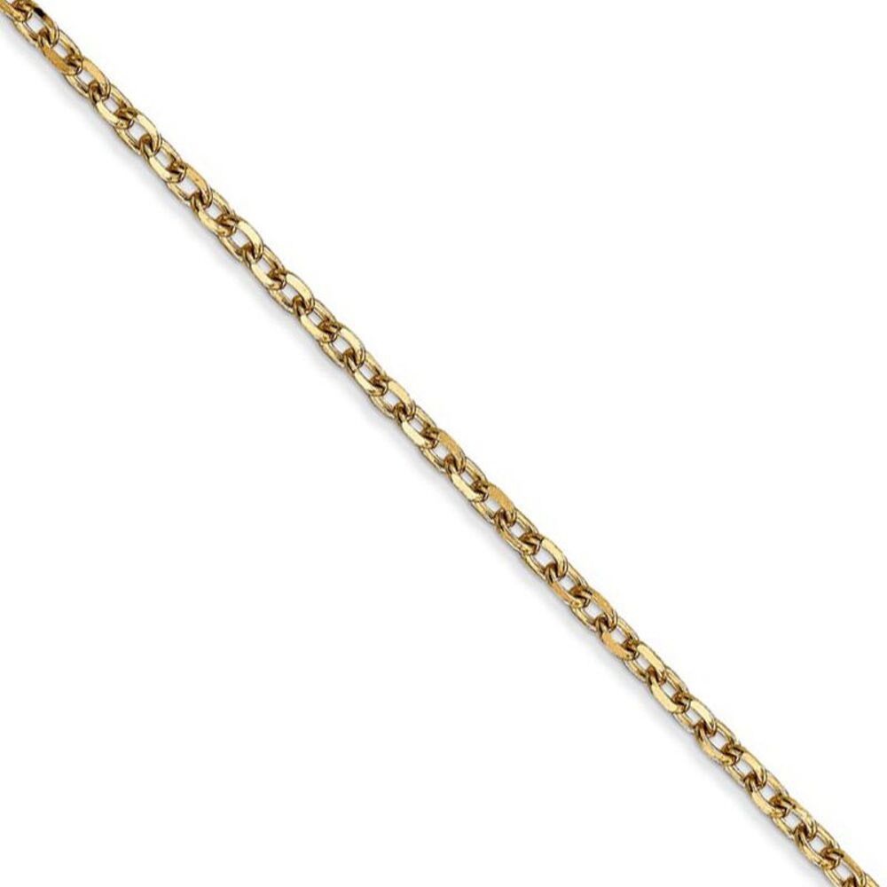 2.2mm, 14k Yellow Gold Diamond Cut Solid Cable Chain Necklace, 24 Inch
